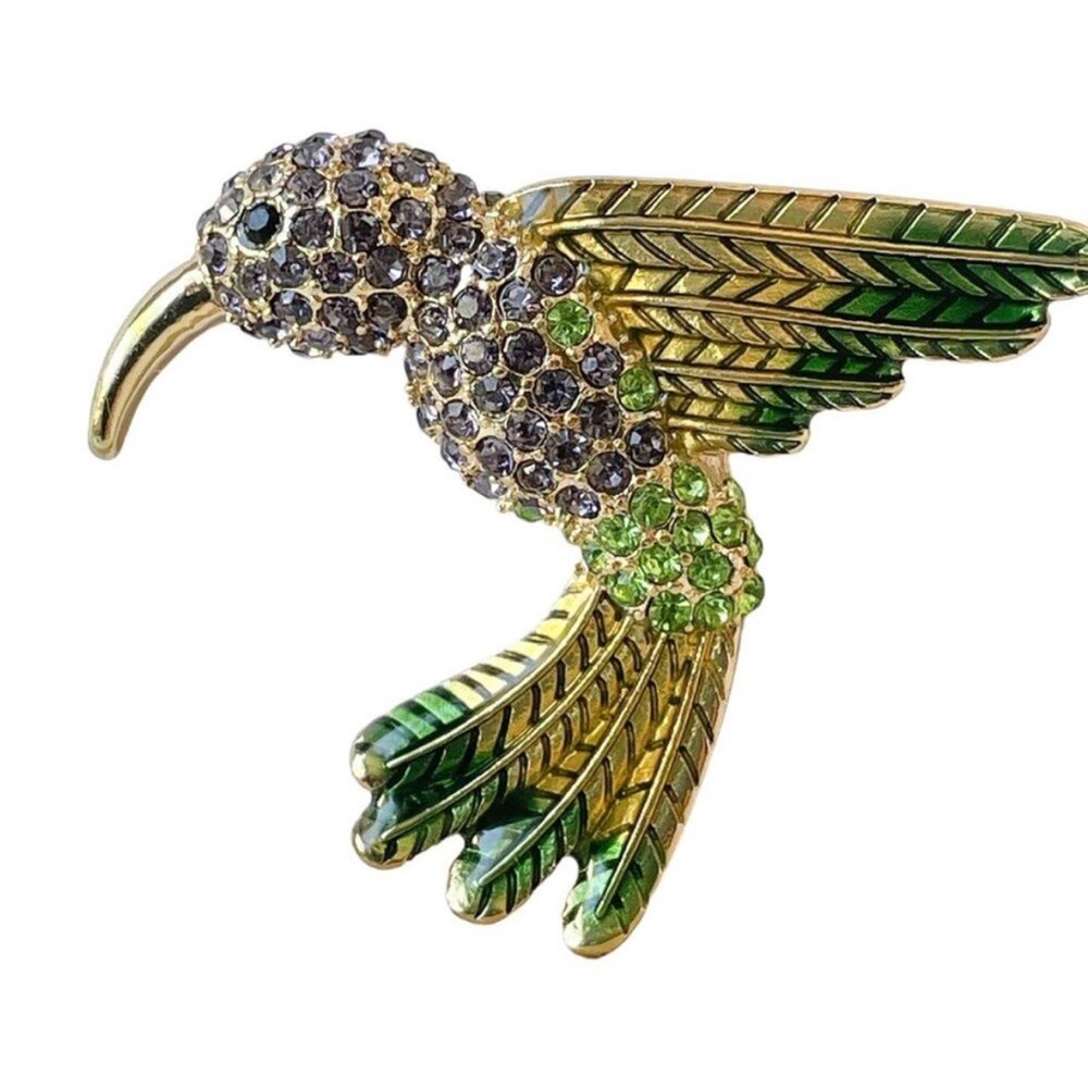Vintage bejeweled Hummingbird brooch pin